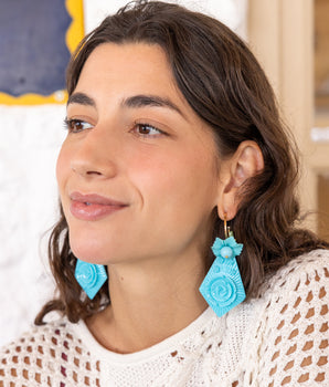 Katerina Psoma turquoise resin statement earrings