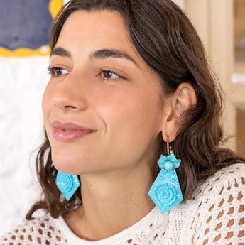 Katerina Psoma turquoise resin statement earrings