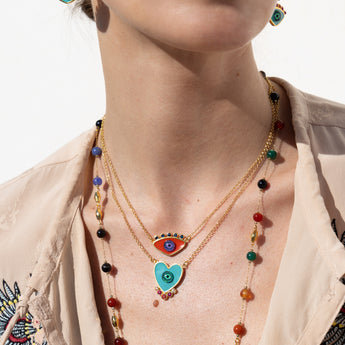 Katerina Psoma Turquoise Evil Eye Heart Necklace