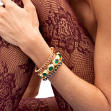 Katerina Psoma gold plated metal bracelet with green crystals