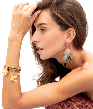 Katerina Psoma Memphis Purple Drop Earrings