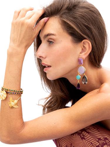 Katerina Psoma Memphis Purple Drop Earrings