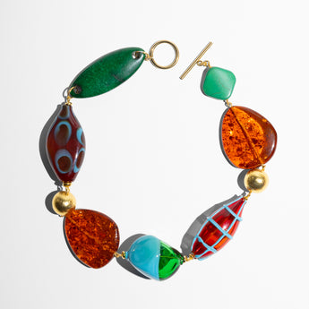 Katerina psoma short necklace with stones, eads and Murano glass