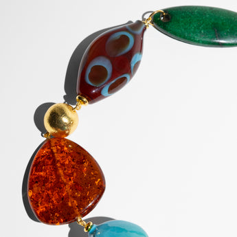 Katerina psoma short necklace with stones, eads and Murano glass
