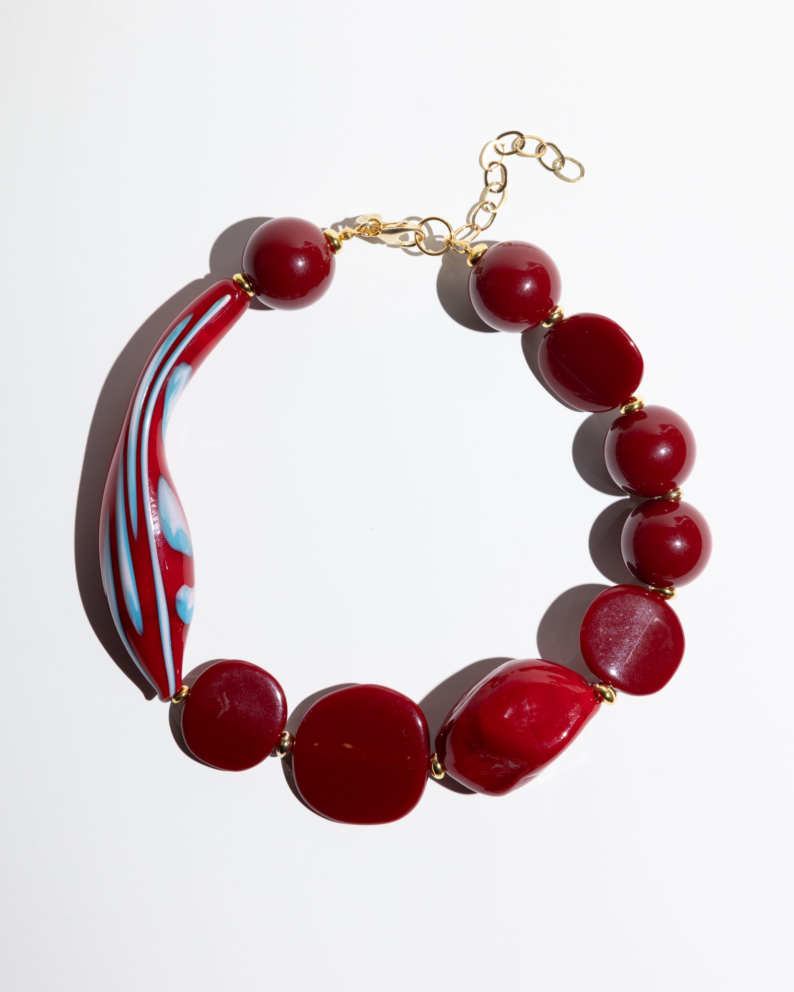 Katerina Psoma Red short necklace with Murano glass and acrylic beads