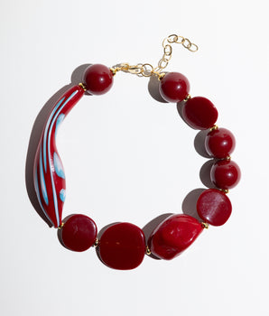 Katerina Psoma Red short necklace with Murano glass and acrylic beads