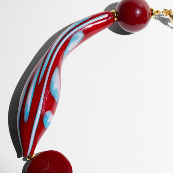 Katerina Psoma Red short necklace with Murano glass and acrylic beads