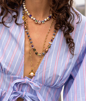 Katerina Psoma Colorful beaded necklace with murano and semiprecious stones