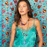 Katerina Psoma Lilac Long Murano Coral Gold Plated Chain Pendant