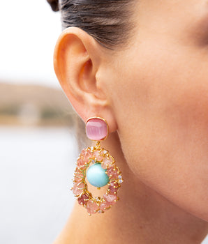 Katerina Psoma Dangle Earrings with Pink Quartz