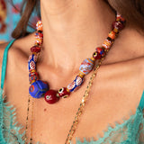 Katerina Psoma Capri Red Short Statement necklace with bohemian beads