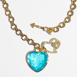 Katerina Psoma Gold chain short necklace with a blue heart charm and arrow pendant
