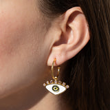 Katerina Psoma White Evil Eye Hoops