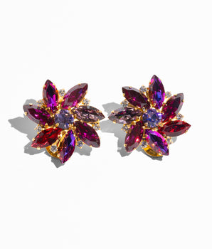 Katerina Psoma Pair of clip earrings with multicolored red gemstones 