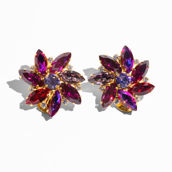 Katerina Psoma Pair of clip earrings with multicolored red gemstones 