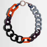 Katerina Psoma Colorful acrylic chain short necklacet with black, orange, gray, links 