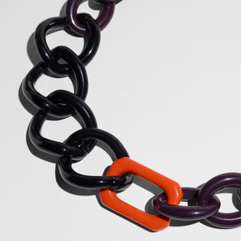 Katerina Psoma Colorful acrylic chain short necklacet with black, orange, gray, links 