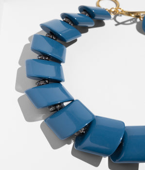 Katerina Psoma Blue short acrylic necklace with a gold clasp 