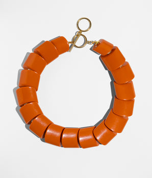 Katerina Psoma Orange short acrylic necklace with a gold clasp 