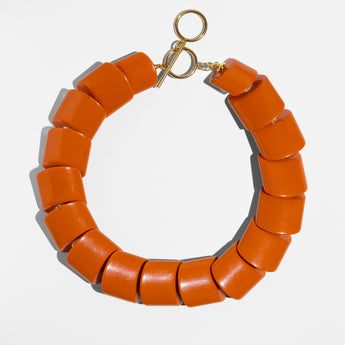 Katerina Psoma Orange short acrylic necklace with a gold clasp 