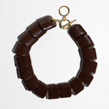 Katerina Psoma Brown short acrylic necklace with a gold clasp 