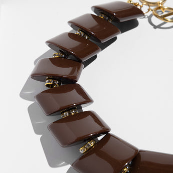 Katerina Psoma Brown short acrylic necklace with a gold clasp 