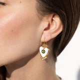 Katerina Psoma White Evil Eye Heart Earrings