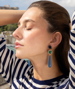 Ruby Blue Drop Earrings