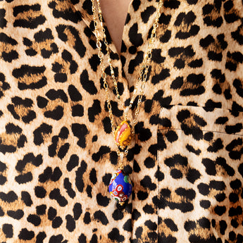 Katerina Psoma Easter Murano Egg with Gold plated chain murrina blue