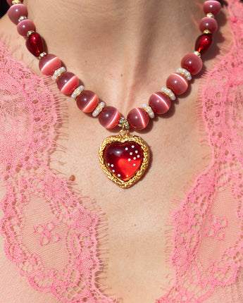 Katerina Psoma Strawberry Heart Short Necklace in red