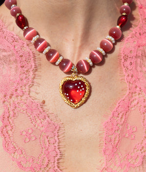 Katerina Psoma Strawberry Heart Short Necklace in red