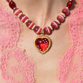 Katerina Psoma Strawberry Heart Short Necklace in red