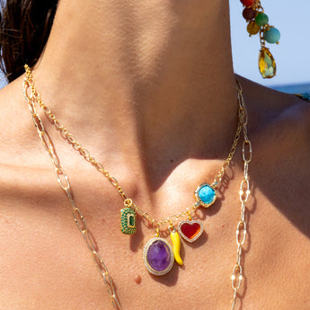 Katerina Psoma Amethyst Charm short Necklace
