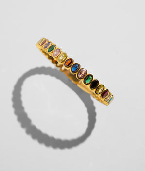 Katerina Psoma Gold Bangle with multicolor Crystals