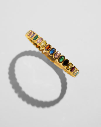 Katerina Psoma Gold Bangle with multicolor Crystals