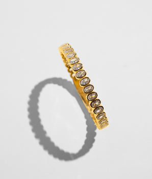 Katerina Psoma Gold Bangle with white Crystals