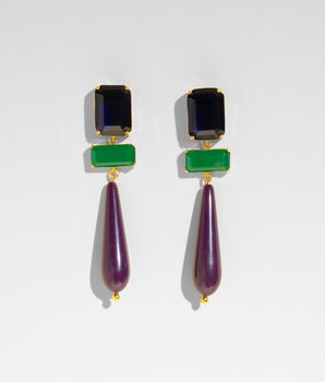 Katerina Psoma crystal dangle earrings with green drops