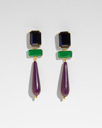 Katerina Psoma crystal dangle earrings with green drops