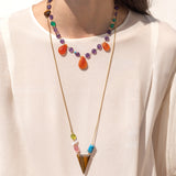 katerina psoma Gold plated 925 silver chain pendant with tiger's eye and stones