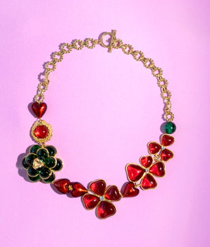 Katerina Psoma Strawberry Heart Short Necklace in red and green