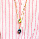 Katerina Psoma Easter Murano Egg with Gold plated chain murrina black