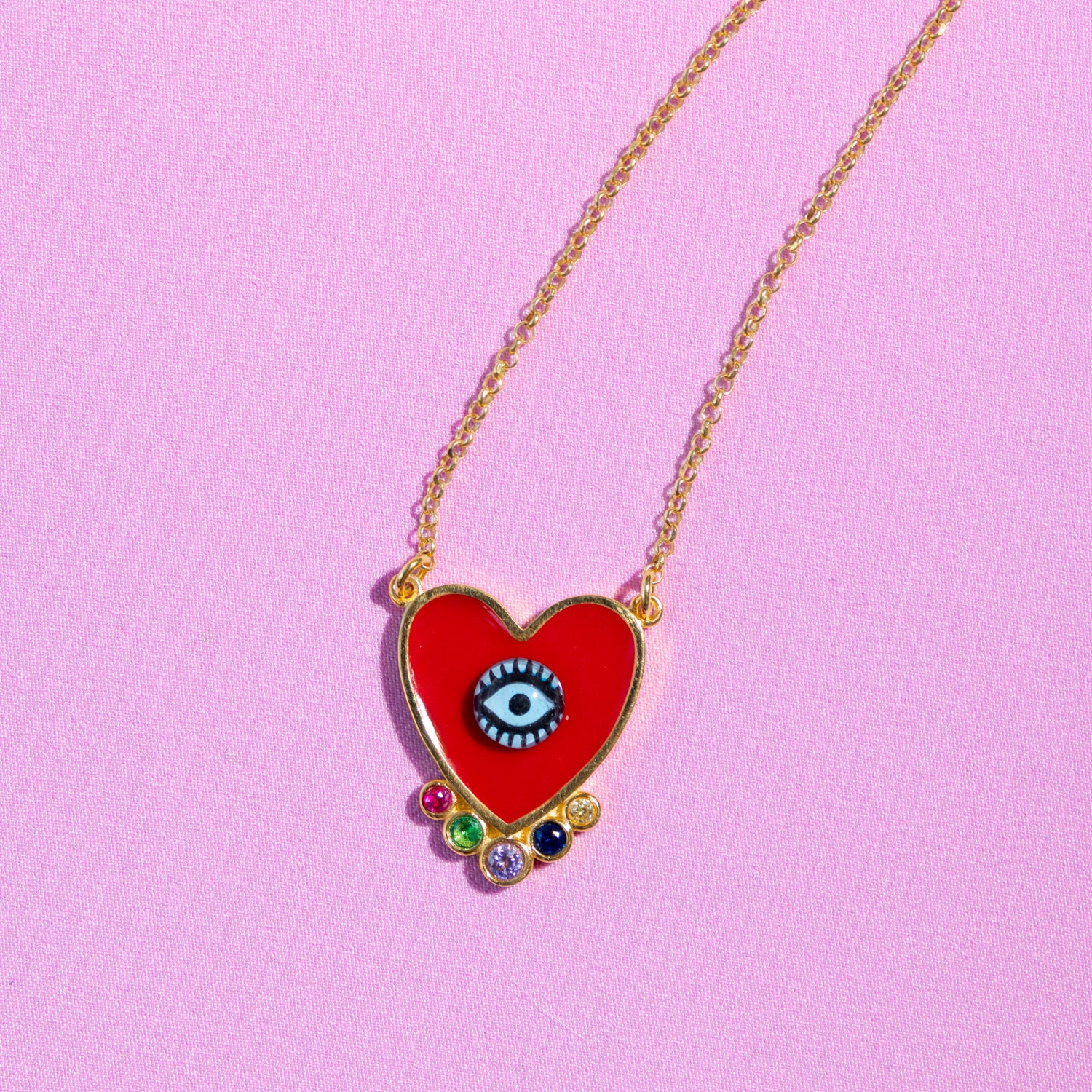Red Evil Eye Heart Necklace – Katerina Psoma