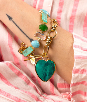 Katerina Psoma Lucy Bracelet with Green Heart and gold plated chain
