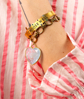 Katerina Psoma Lucy Aqua Marine Heart Bracelet with gold plated chain