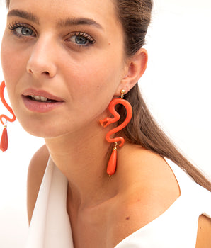Dangle coral snake earrings katerina psoma with orange drops