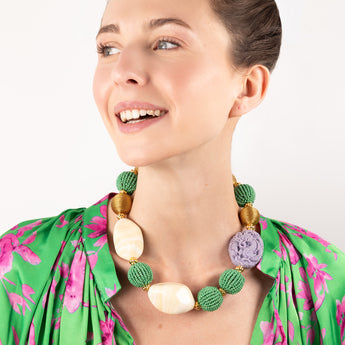 Katerina Psoma green short Necklace with Murano Beads