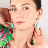katerina psoma gold plated hoops with turquoise drops