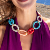 Katerina Psoma Short Multicolor Necklace with links resin and metal