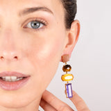 Katerina Psoma Purple and Yellow Dangle Earrings
