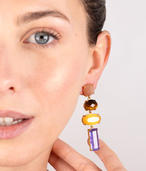 Katerina Psoma Purple and Yellow Dangle Earrings